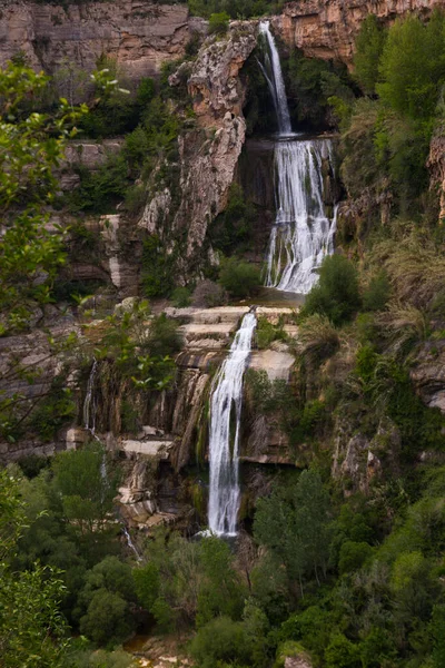 Pohled Přírodní Oblast Sant Miquel Del Fai Vodopádem Kaskád Barcelona — Stock fotografie