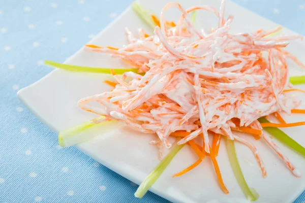 Close Vegetable Dish Salad Carrots Garlic Greek Yogurt Served Plate — Stock Photo, Image