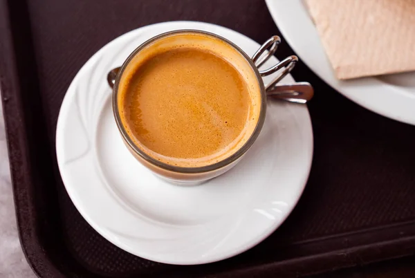 Cup Cortado Coffee Espresso Based Drink Have Spanish Origins Served — Stock Photo, Image