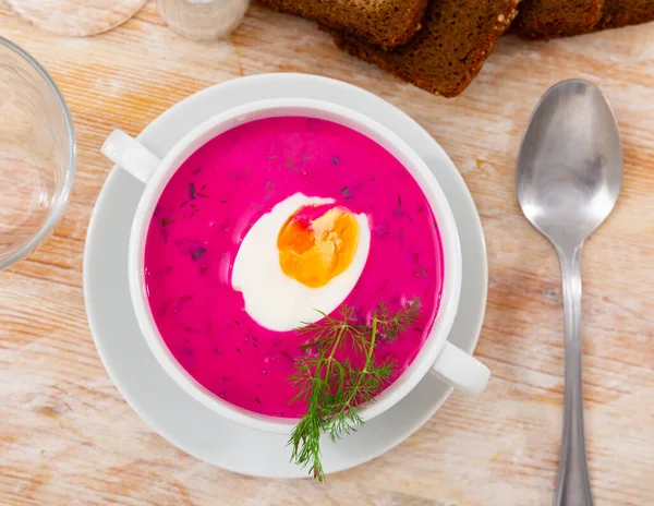 Nationalgericht Der Weißrussischen Küche Ist Gemüsesuppe Kholodnik Die Auf Der — Stockfoto