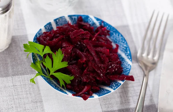 Salad Made Grated Beetroot Vegetable Appetizer Served Parsley Table — Stock Photo, Image