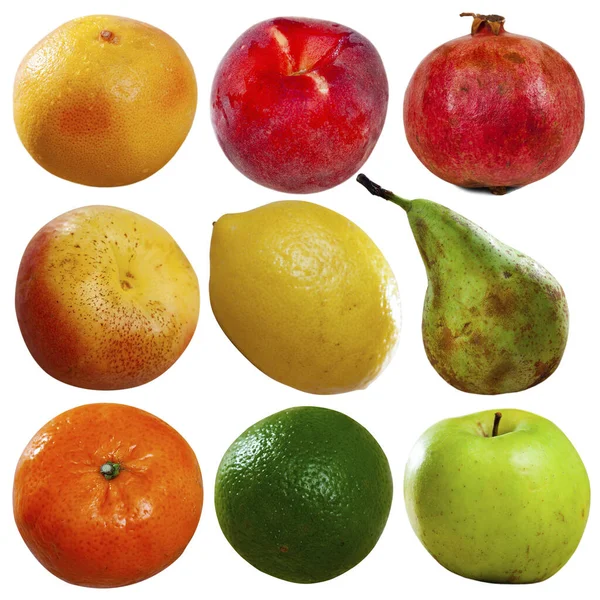 Variedad Frutas Frescas Aislado Sobre Fondo Blanco —  Fotos de Stock