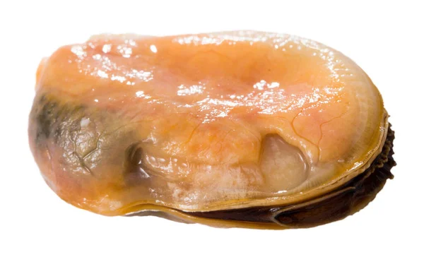Nahaufnahme Von Geschälten Muscheln Ohne Schale Isoliert Auf Weißem Hintergrund — Stockfoto