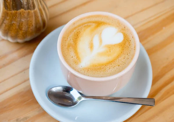 Immagine Tazza Caffè Fresco Cortado Sul Tavolo Nessuna Gente — Foto Stock