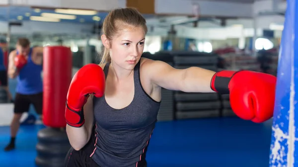 Porträtt Ung Grekisk Kvinna Som Tränar Box Gym — Stockfoto