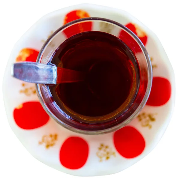 Турецкий Горячий Черный Чай Изолированный Белом Фоне — стоковое фото