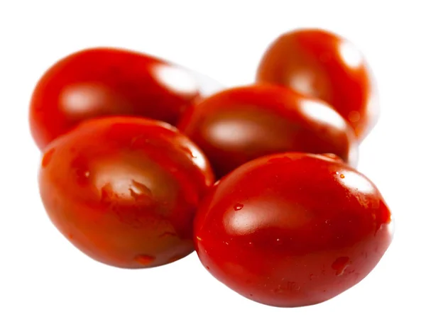 Primer Plano Tomates Rojos Cereza Maduros Vitaminas Vegetales Tomate Cherry — Foto de Stock