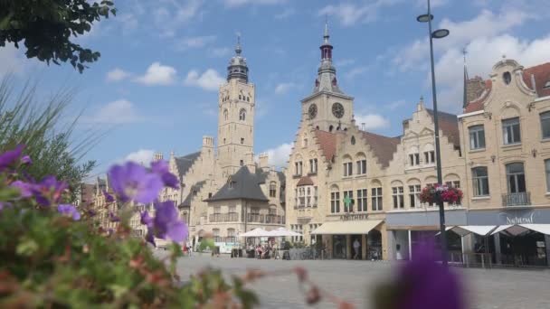 Diksmuide Belgium August 2022 View Grote Markt Diksmuide West Flanders — Stock videók