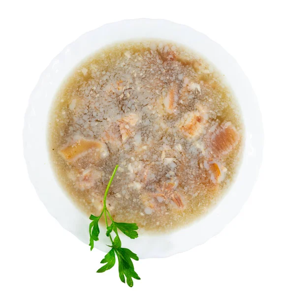 National Russian Dish Kholodets Gjord Geléliknande Massa Kyld Köttbuljong Med — Stockfoto