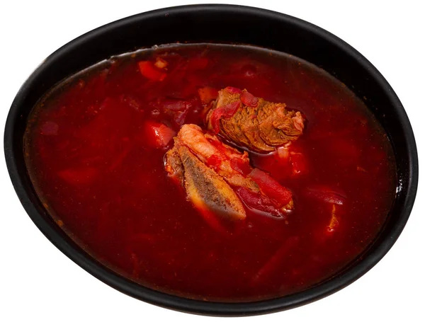 Délicieuse Soupe Betteraves Aux Légumes Ukrainienne Traditionnelle Russe Avec Bœuf — Photo