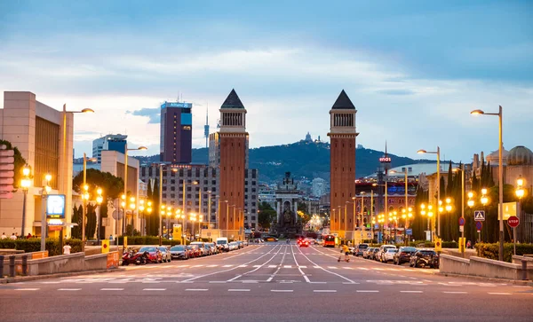 Barcelona Spain June 2021 Queen Maria Cristina Avenue Square Spain — Stock Photo, Image