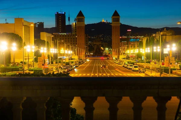 Barcelona Spanya Haziran 2021 Plaza Espanya Meydanı Nın Akşam Manzarası — Stok fotoğraf