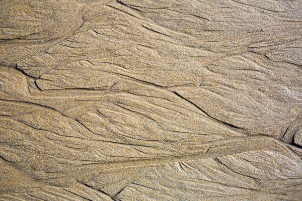 Gros Plan Des Motifs Sur Sable Eau Mer Après Marée — Photo