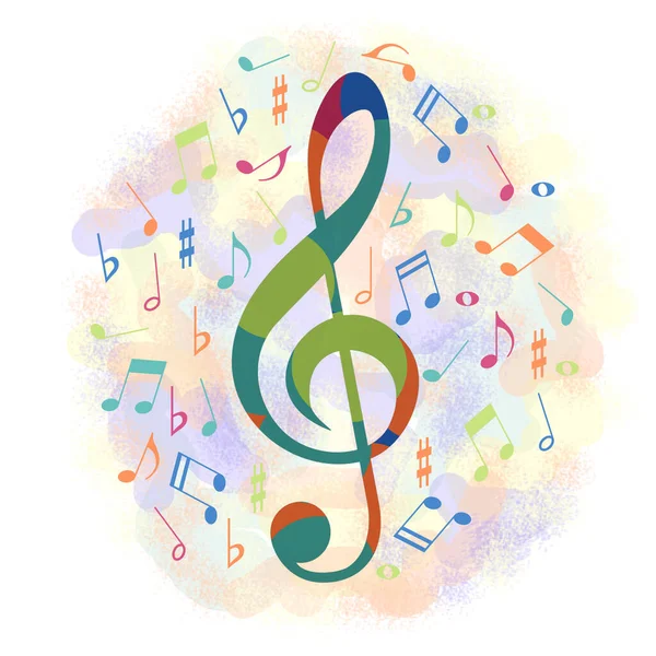 Colored Musical Notes White Background — Stock Photo, Image