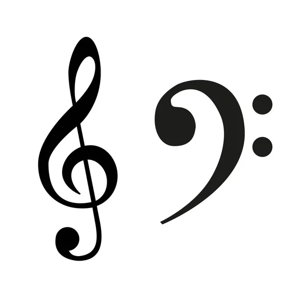 Clef Aigu Note Musicale Noir Sur Fond Blanc — Image vectorielle