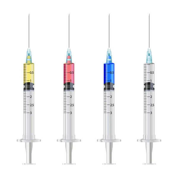 Vector Illustration Different Syringes White Background — Stock Vector