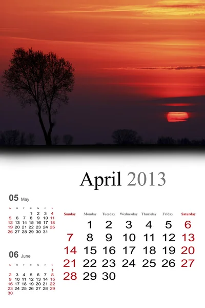 2013 Calendar. April — Stock Photo, Image