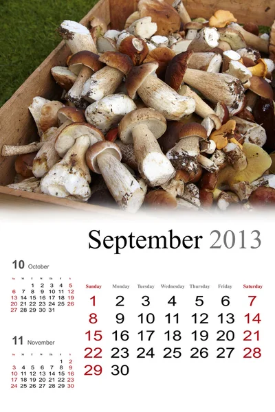 2013 kalender. september — Stockfoto