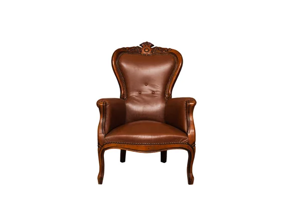 Antica sedia in pelle marrone — Foto Stock