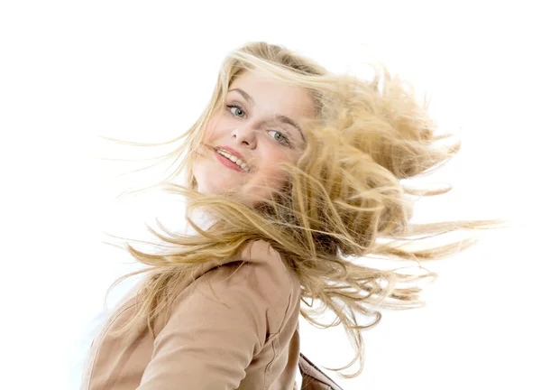 Portrait of the girl with opened wide hair — Stock Photo, Image