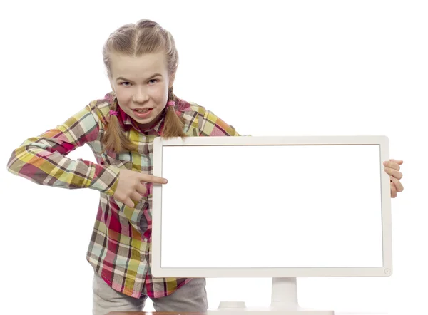 Girl Holding Tablet Computer — Stock Photo, Image