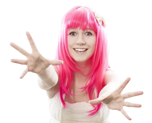 Dívka s růžovými vlasy — Stock fotografie