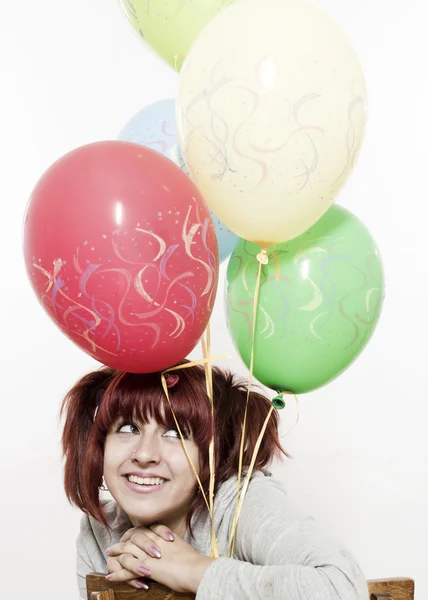 Pretty girl with balloons — Stock Photo, Image