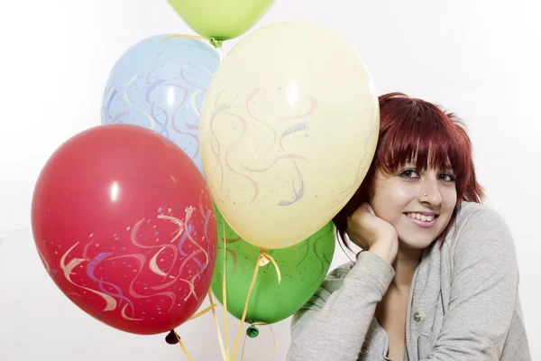 Jolie fille avec des ballons — Photo