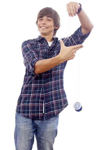 Boy with spool of thread — Stock Photo, Image