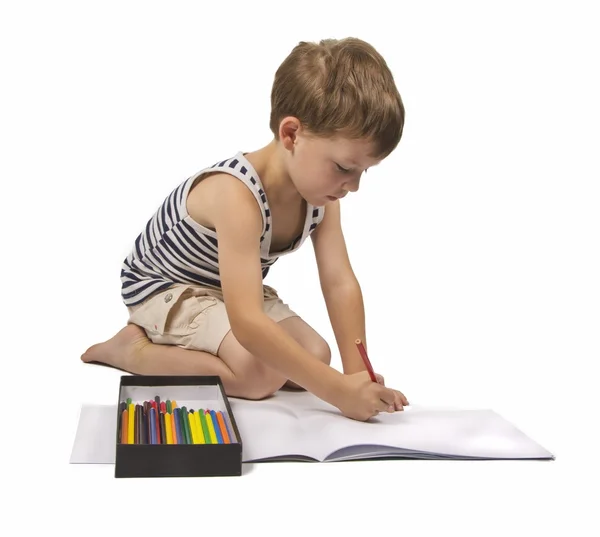 Boy is drawing — Stock Photo, Image