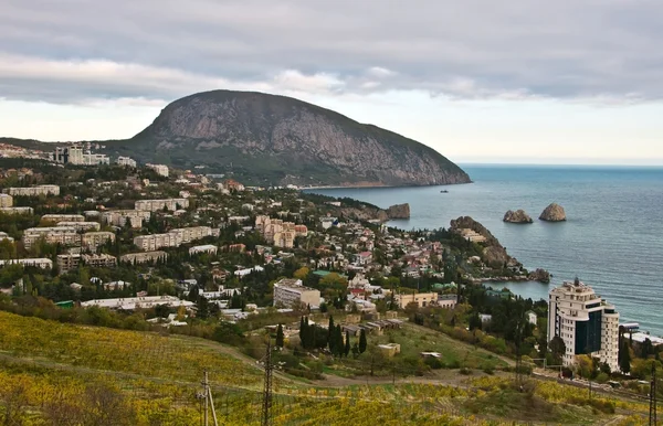 Vineyard and villages in coast — Stock Photo, Image