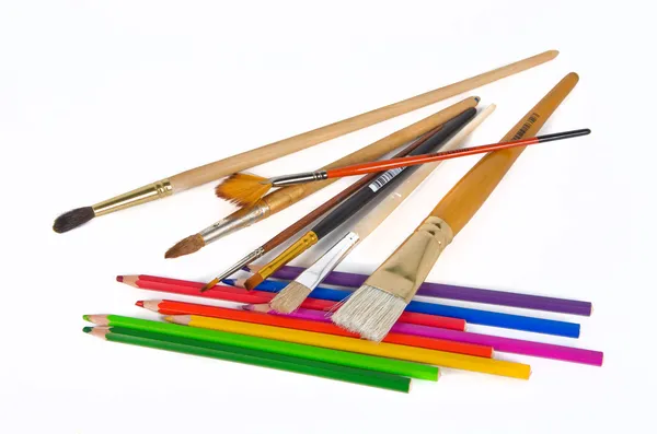 Pencils and brushes — Stock Photo, Image