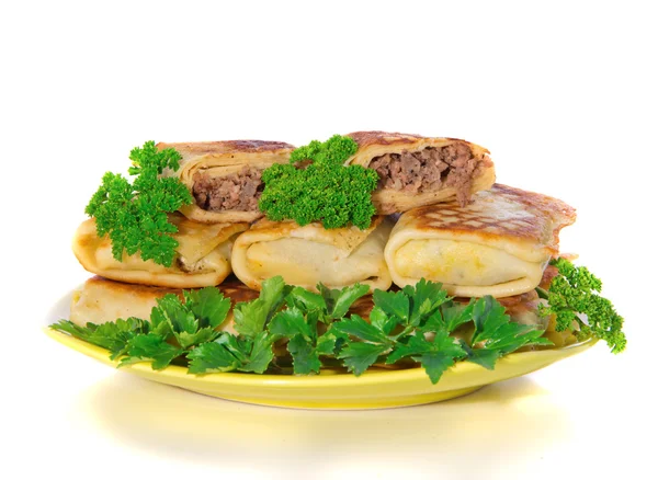 Pfannkuchen mit Fleisch — Stockfoto