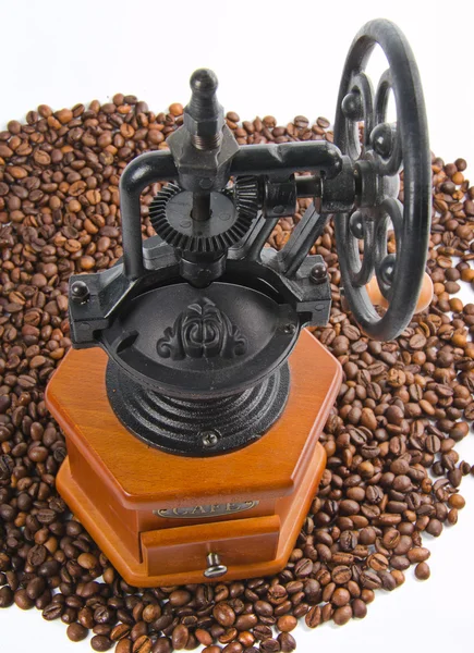 Staré žernovy s coffee bean — Stock fotografie