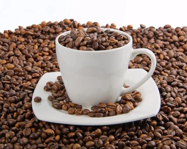 Tazza con chicchi di caffè — Foto Stock