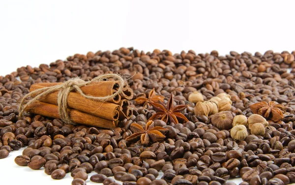Coffee beans with spice — Stock Photo, Image