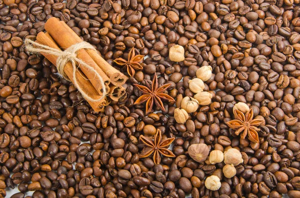 Coffee beans with spice — Stock Photo, Image