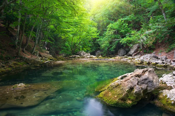 Floden djupt i berg — Stockfoto