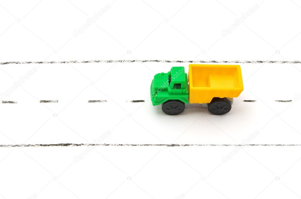 Toy lorry on road