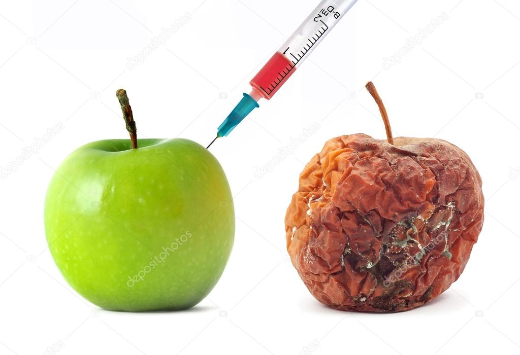 Green and rotten apple