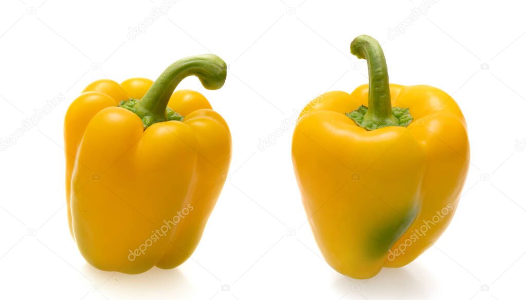 Yellow bell pepper isolated on white. Food object. 