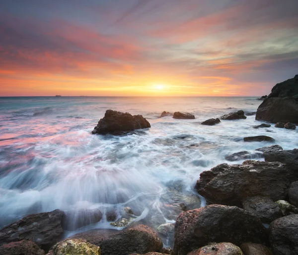 Prachtig Zeegezicht Zonsondergang Zee Samenstelling Van Natuur — Stockfoto