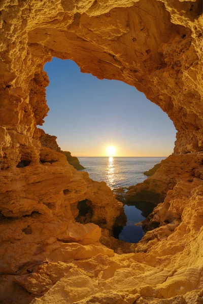 Innenseite Des Großsegels Schöne Natur Grotte Meer Landschaft Komposition — Stockfoto