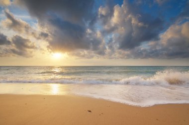 Gün batımında kumsalda. Doğa bileşimi.