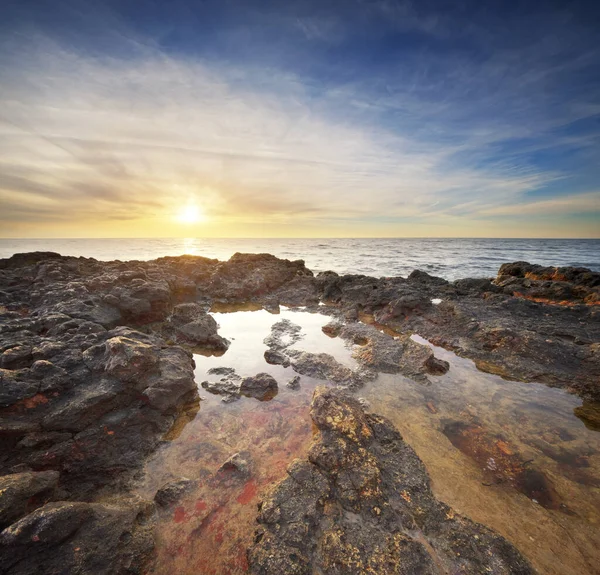 Hermoso Paisaje Marino Mar Tranquilo Atardecer Composición Naturaleza Larga Exposición — Foto de Stock