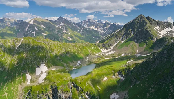 Paisaje Aéreo Hermoso Panorama Verano Montaña Del Cáucaso Skazka Del — Foto de Stock
