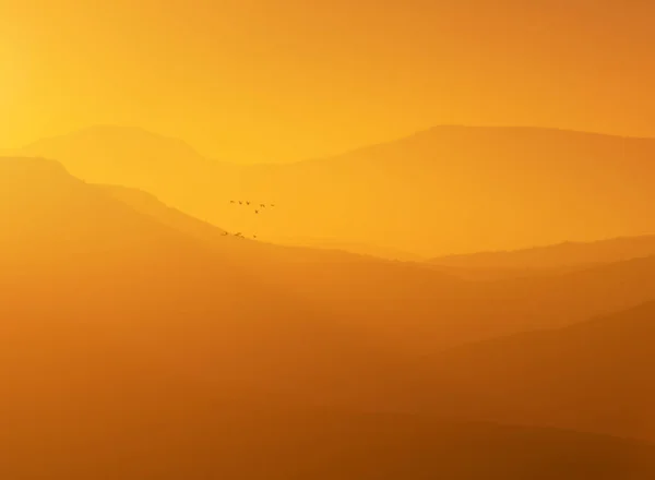 Схід Сонця Композиція Шари Гірських — стокове фото
