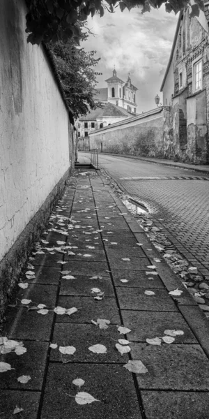 Vilnius Eski Kasaba Ignoto Caddesi Eylül Sonbahar Belirtileri Seçici Odaklanma — Stok fotoğraf