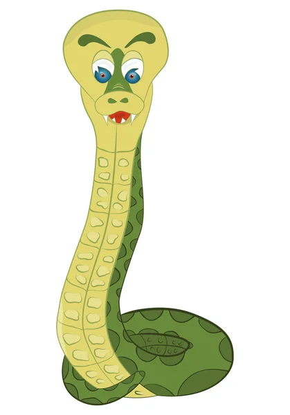 Bilden tecknad grön orm på vit bakgrund — Stock vektor