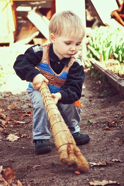 Young yard keeper — Stock Photo, Image